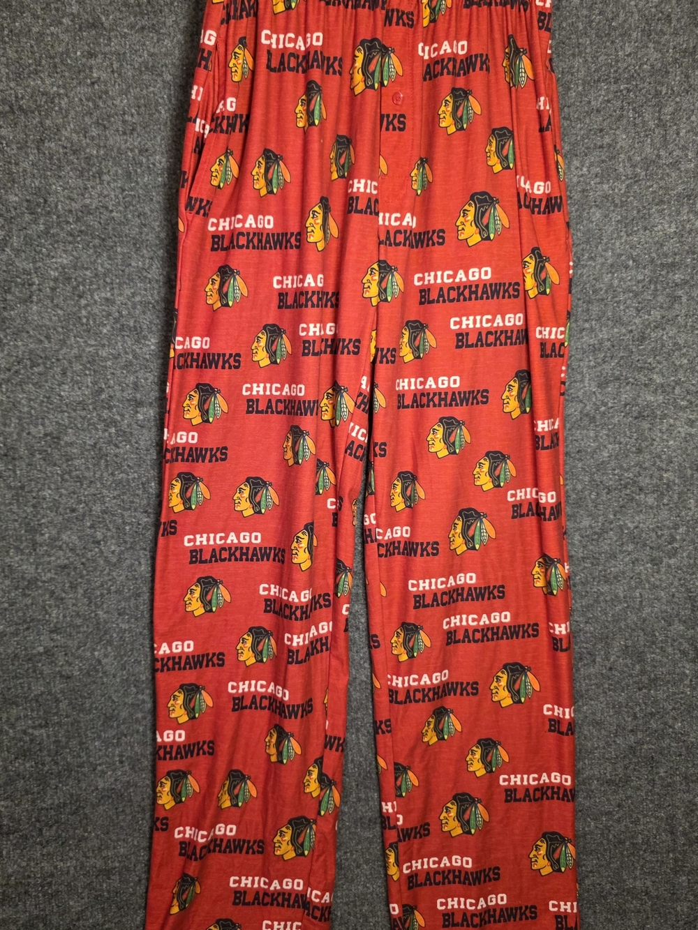 Sideline Apparel Chicago Blackhawks All Over Print Pajama Pants Red NHL Mens S